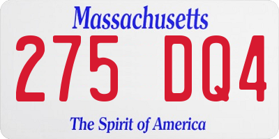 MA license plate 275DQ4