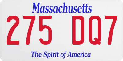 MA license plate 275DQ7