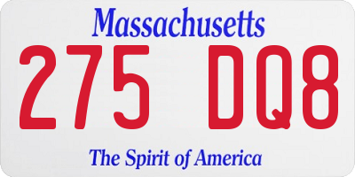 MA license plate 275DQ8
