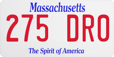 MA license plate 275DR0