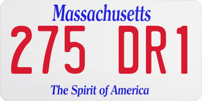 MA license plate 275DR1