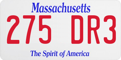 MA license plate 275DR3