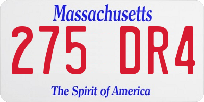 MA license plate 275DR4