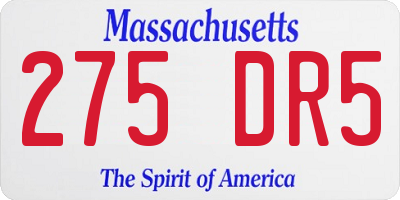MA license plate 275DR5