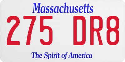 MA license plate 275DR8