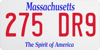 MA license plate 275DR9