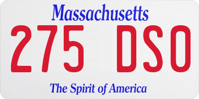 MA license plate 275DS0