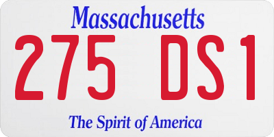 MA license plate 275DS1