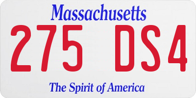 MA license plate 275DS4