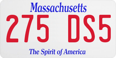 MA license plate 275DS5