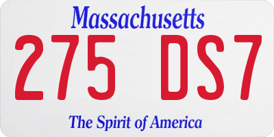 MA license plate 275DS7
