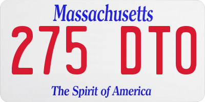 MA license plate 275DT0