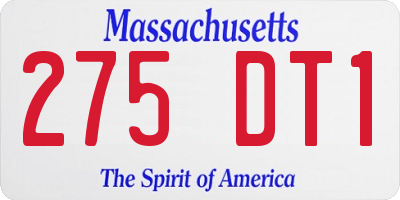 MA license plate 275DT1