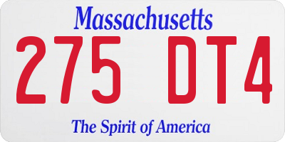 MA license plate 275DT4