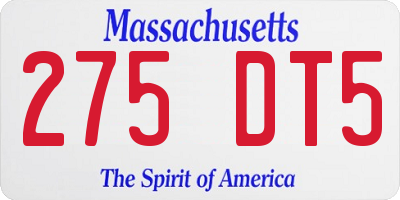MA license plate 275DT5