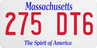MA license plate 275DT6