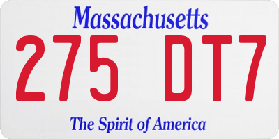 MA license plate 275DT7
