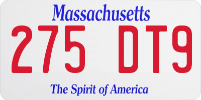 MA license plate 275DT9