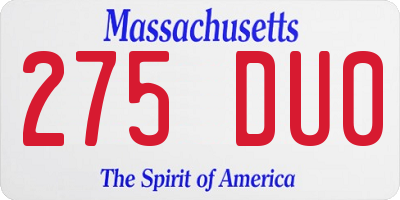 MA license plate 275DU0