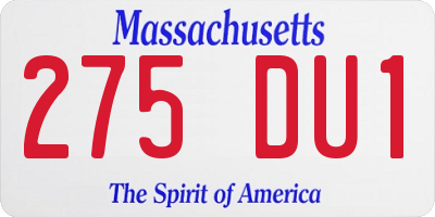 MA license plate 275DU1