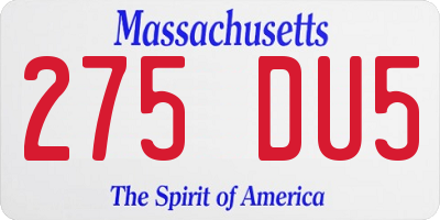 MA license plate 275DU5