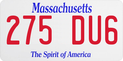 MA license plate 275DU6