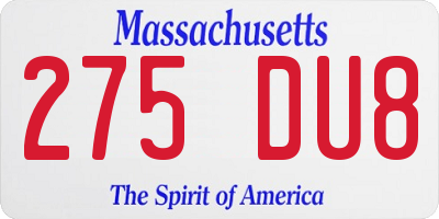 MA license plate 275DU8