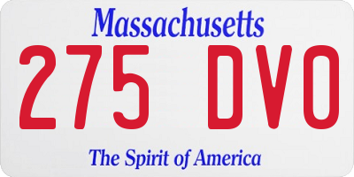 MA license plate 275DV0