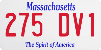MA license plate 275DV1