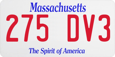 MA license plate 275DV3