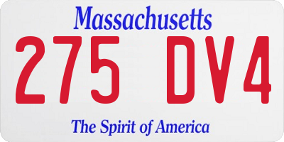 MA license plate 275DV4