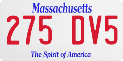 MA license plate 275DV5