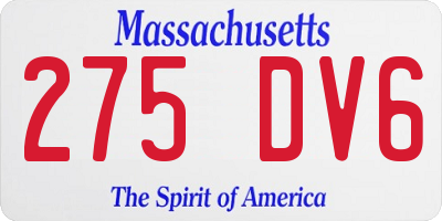 MA license plate 275DV6