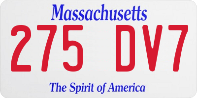 MA license plate 275DV7
