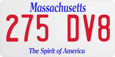 MA license plate 275DV8