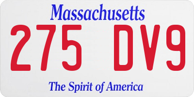MA license plate 275DV9