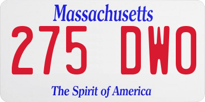 MA license plate 275DW0