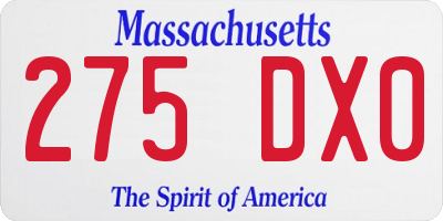MA license plate 275DX0