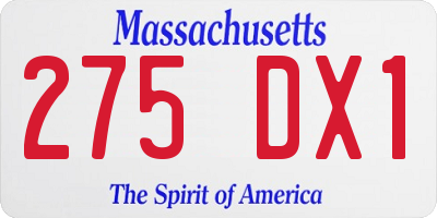 MA license plate 275DX1
