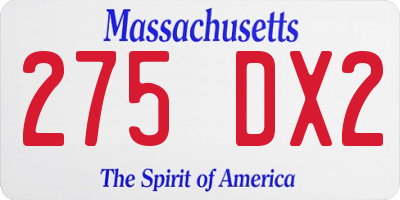 MA license plate 275DX2
