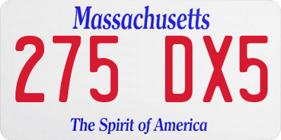 MA license plate 275DX5