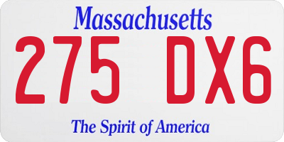 MA license plate 275DX6