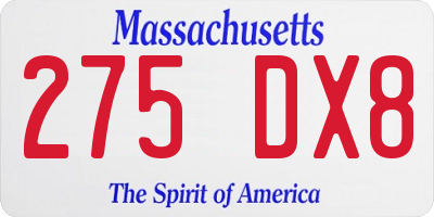 MA license plate 275DX8