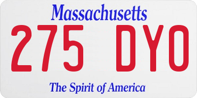 MA license plate 275DY0