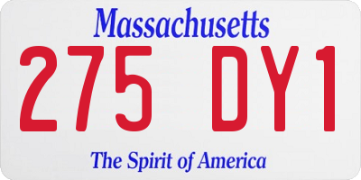 MA license plate 275DY1