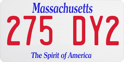 MA license plate 275DY2