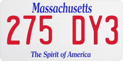 MA license plate 275DY3