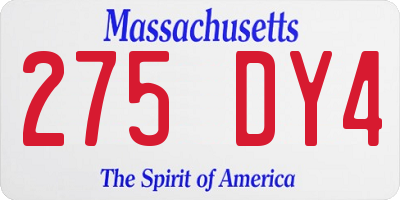 MA license plate 275DY4
