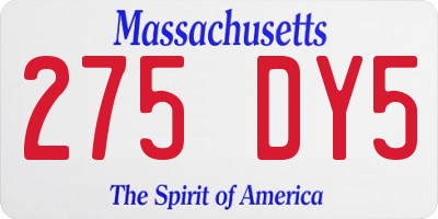 MA license plate 275DY5