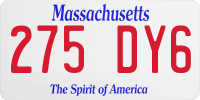 MA license plate 275DY6